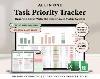 Task Tracker Excel Spreadsheet Excel 365 Task Priority Tracker Google Sheets Eisenhower Matrix Task Tracker Template Team Task Manager