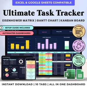 Task Tracker Spreadsheet Template Google Sheets To Do list Excel Digital Task Priority Manager Team Projects Daily Work Organiser Dark Mode