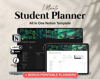 The Ultimate Student Notion Planner, Academic Student Planner Notion,  Life Planner Template, All In One Notion Aesthetic Student Dashboard