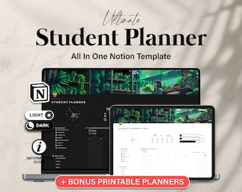 The Ultimate Student Notion Planner, Academic Student Planner Notion,  Life Planner Template, All In One Notion Aesthetic Student Dashboard