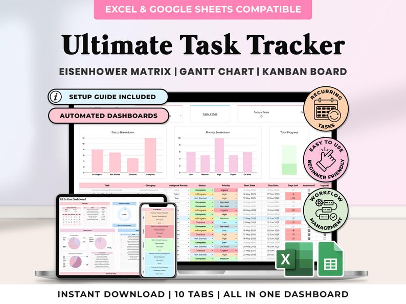 Task Tracker Spreadsheet Google Sheets Digital To Do List Template Excel Daily Team Project Management Priority Tracker Work Productivity