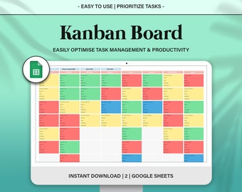 Kanban Board Google Sheets Template, Task Priority Matrix Spreadsheet, Project Management Template, Task Tracker Spreadsheet,To Do List Tool