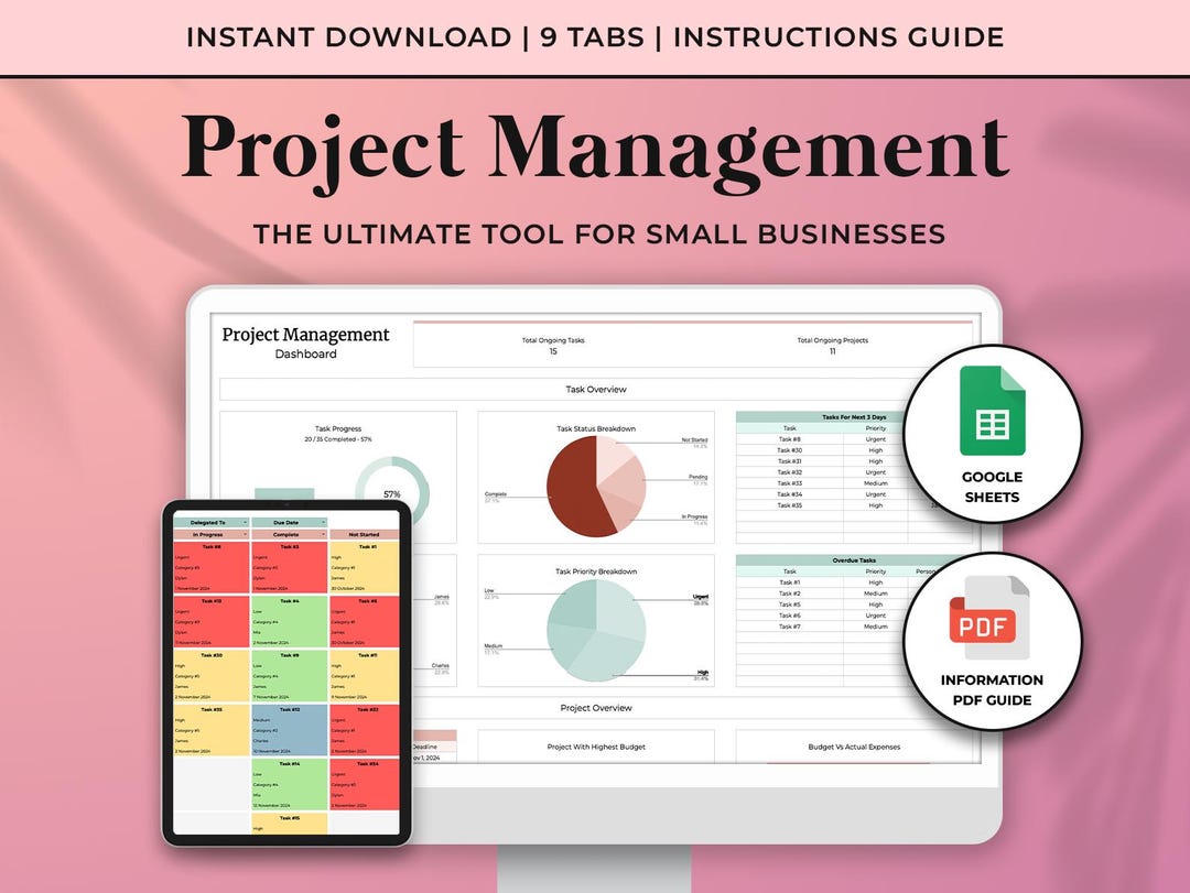 Project Management Tool for Small Business All in One Project Planner ...