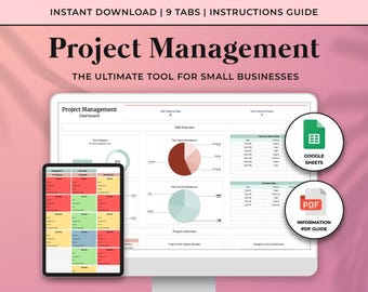 Project Management Tool For Small Business All In One Project Planner Google Sheets Task Tracker Business Template Gantt Chart Kanban Board
