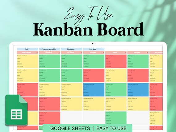 Kanban Board Google Sheets Excel Template Task Tracker 44 Off
