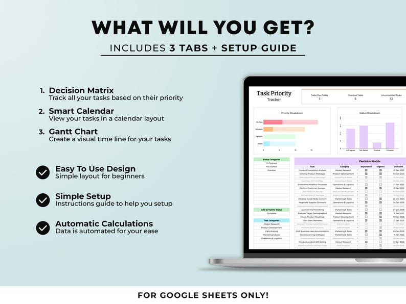 Task Priority Tracker Spreadsheet Google Sheets Eisenhower Matrix Task ...