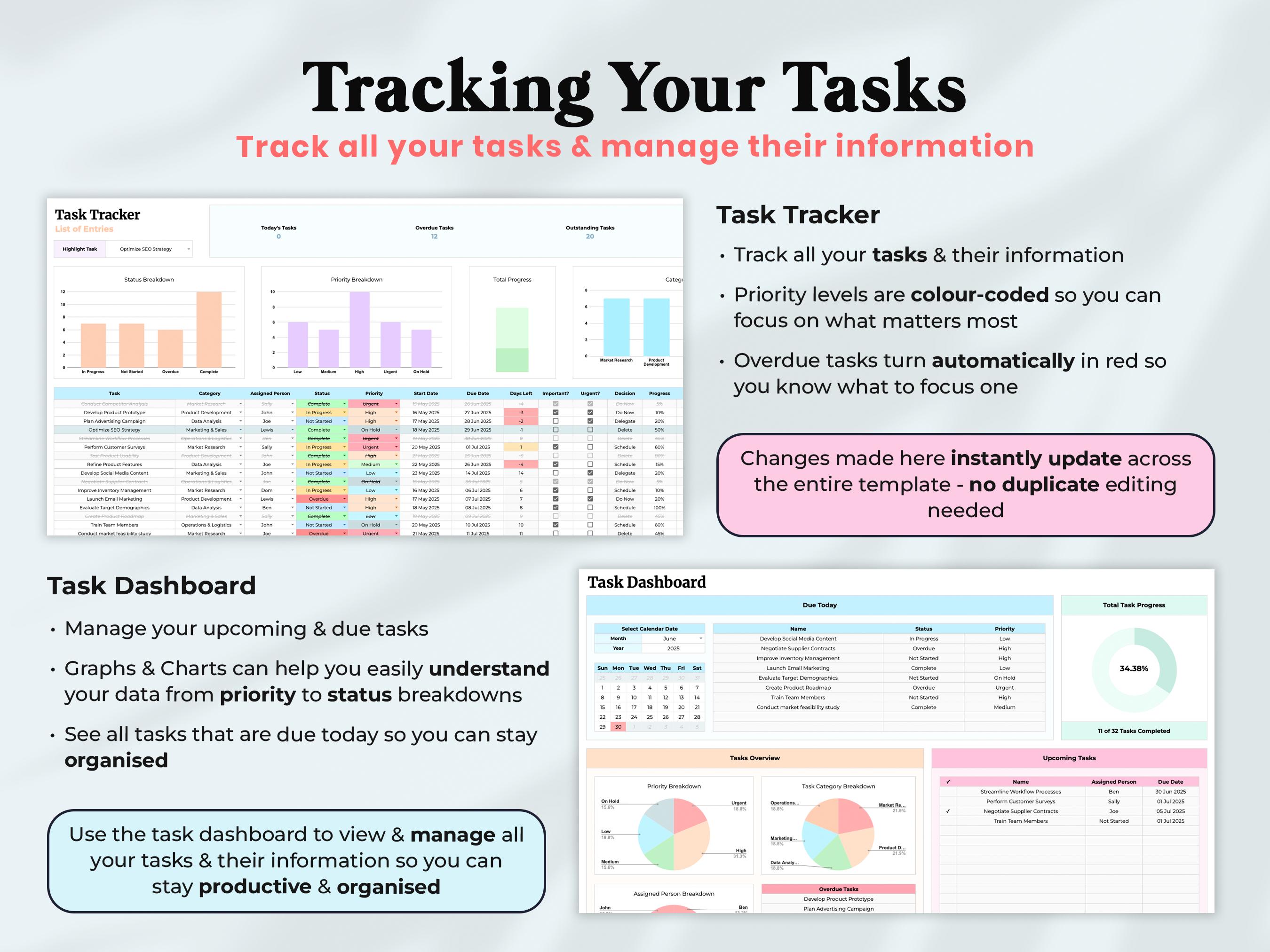 ADHD Life Planner Spreadsheet Google Sheets Task to Do List Template ...