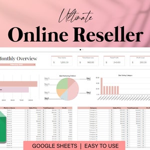 Ultimate Online Sales Reseller for Google Sheets, Reseller Spreadsheet, Inventory And Sales Tracker, Ebay and poshmark Reseller Template