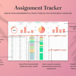 Ultimative Tabelle für Schüler-Produktivität, Akademischer Schulplaner, Schulzuordnungs-Tracker Google Sheets, Ultimativer Habit-Tracker Bild 3