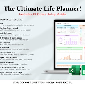ADHD Life Planner Spreadsheet Google Sheets Task To Do List Template Digital Organizer Budget Tracker Excel Productivity Planner Daily Goal