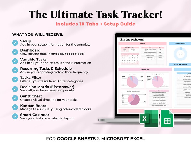 Task Tracker Spreadsheet Google Sheets Digital To Do List Template Excel Daily Team Project Management Priority Tracker Work Productivity