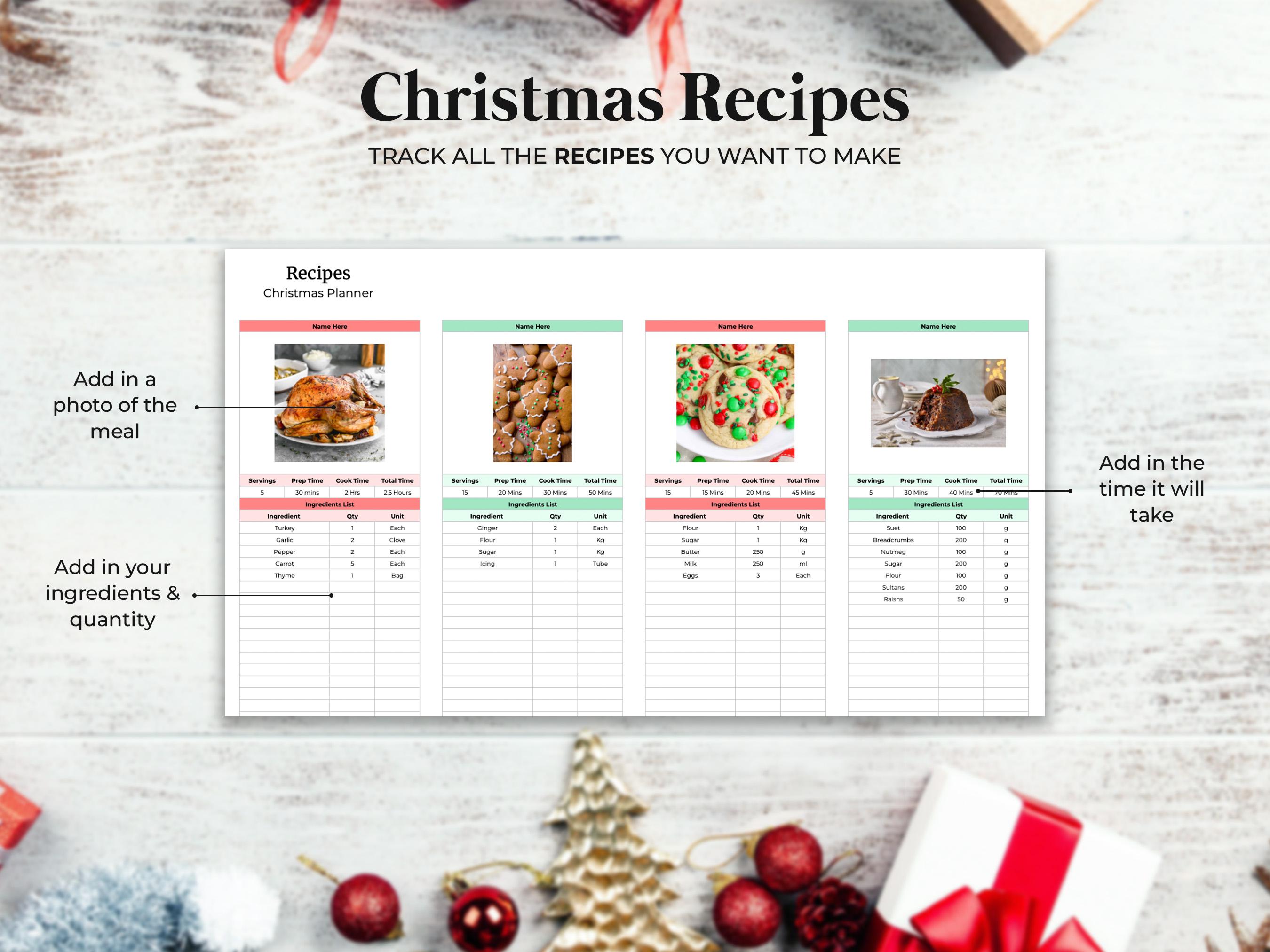 Christmas Planner Spreadsheet Google Sheets Budget Tracker Gift Tracker ...