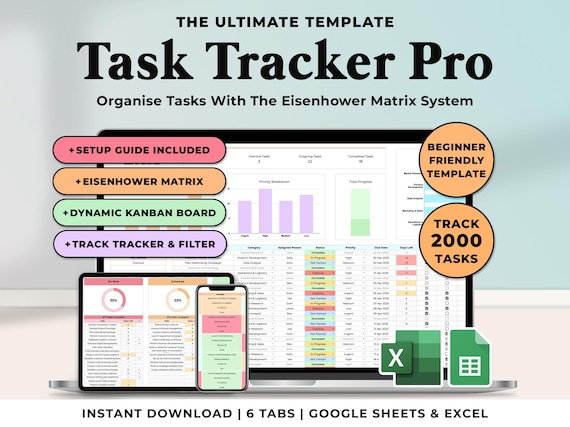 Recurring Task Tracker Excel 365 Spreadsheet Google Sheets Eisenhower Matrix Task Priority Tracker Template Team Manager To Do List Planner