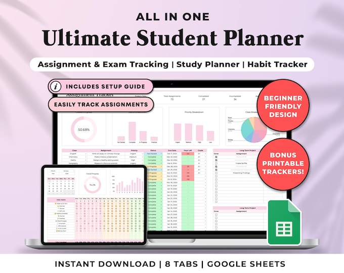 University Planner Spreadsheet Student Template Google Sheets Student ...