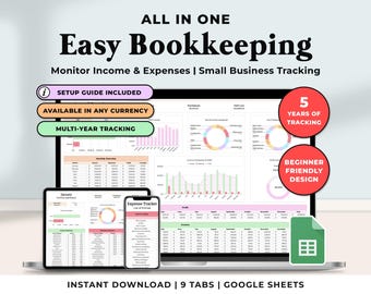Small Business Bookkeeping Template Excel Bookkeeping Spreadsheet Google Sheets Expense Tracker Accounting Sales Tracker Template Sales Log