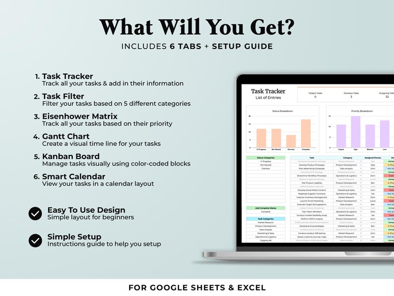 Excel 365 Task Priority Tracker Spreadsheet Google Sheets Eisenhower ...