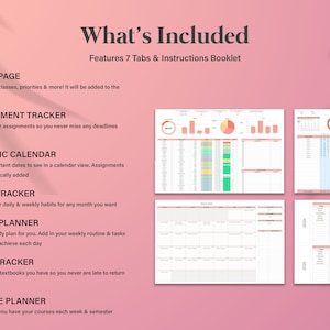 Academic Student Planner Spreadsheet, School Assignment Tracker Google Sheets, Assignment Tracking Spreadsheet,Online Study Planner Template image 2