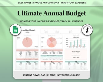 Jahresbudget Google Sheets-Tabelle, Familien-Jahresbudget-Tracker, Spar- und Schulden-Tracker, Budgetvorlage für Paare, monatliche zweiwöchentliche Übersicht