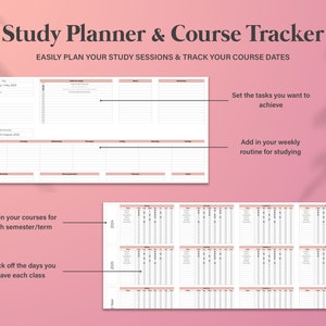 Academic Student Planner Spreadsheet, School Assignment Tracker Google Sheets, Assignment Tracking Spreadsheet,Online Study Planner Template image 7