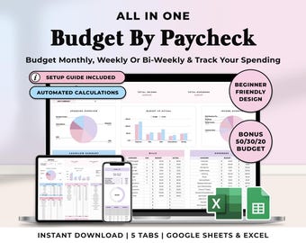 Paycheck Budget Spreadsheet Excel Budget By Paycheck Template Google Sheets Monthly Budgeting Tracker Financial Planner Debt Tracker Excel