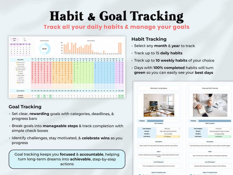 ADHD Life Planner Spreadsheet Google Sheets Task To Do List Template Digital Organizer Budget Tracker Excel Productivity Planner Daily Goal