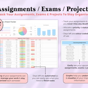 Student Spreadsheet Academic Student Planner Spreadsheet School Assignment Tracker Google ...
