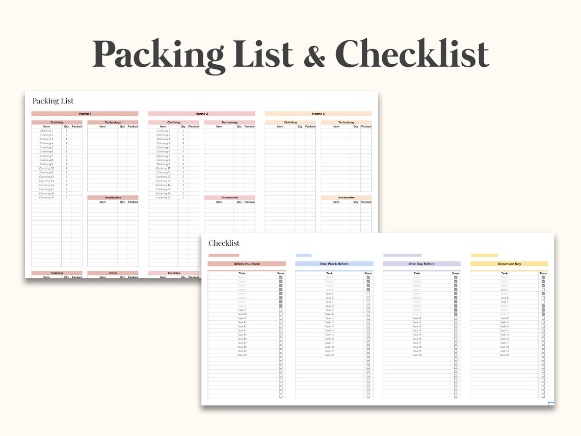 Travel Planner Google Sheets Template, Digital Travel Planner ...
