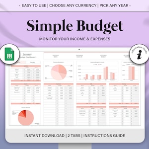 Monthly Budget Planner For Google Sheets, Budget Spreadsheet, Paycheck Budget Tracker, Weekly Budget Template, Biweekly budget tracker