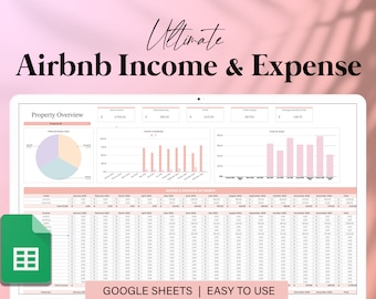 Airbnb-Vermietungstabellenvorlage für Google Sheets, Income and Expense Tracker, Liegenschaftsmanagement-Tabelle, Airbnb-Buchhaltung