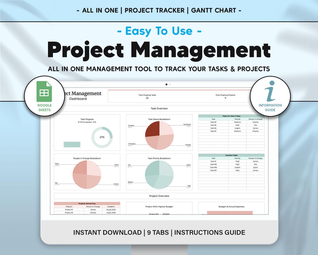 Project Management Tracker for Small Businesses, Project Planner Tool ...