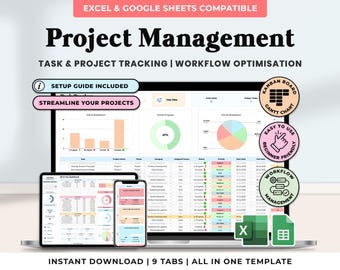 Project Management Spreadsheet Template Google Sheets Team Project Task Tracker Excel Project Timeline Planner Work Organization Kanban