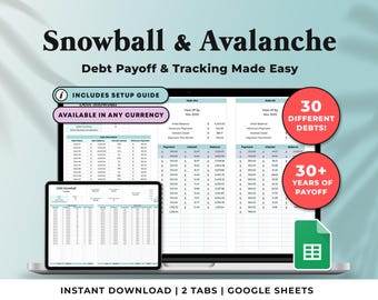 Schuldafbetalingstracker Spreadsheet Google Spreadsheets Schuldensneeuwbal lawinecalculator Schuldenvrije planner Studentenlening Creditcardbetalingssjabloon