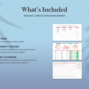 Simple Student Planner Spreadsheet, Assignment Tracker Google Sheets, Academic Planner Template Spreadsheet, College Planner Spreadsheet image 2