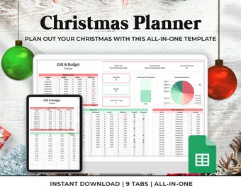 Christmas Planner Spreadsheet Google Sheets Budget Tracker Gift Tracker Template Gift & Holiday Expense Tracker Stockings Card Tracker