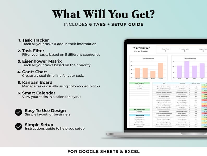 Recurring Task Tracker Excel 365 Spreadsheet Google Sheets Eisenhower Matrix Task Priority Tracker Template Team Manager To Do List Planner