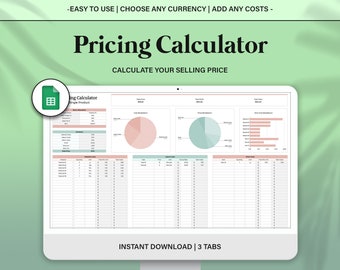 Pricing Calculator Spreadsheet For Google Sheets, Small Business Template, Product Pricing Calculator, Small Business Profit Calculator