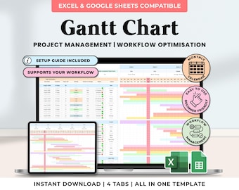 Gantt Chart Project Management Template Team Project Task Tracker Google Sheets Project Management Spreadsheet Excel Timeline Planner Gantt