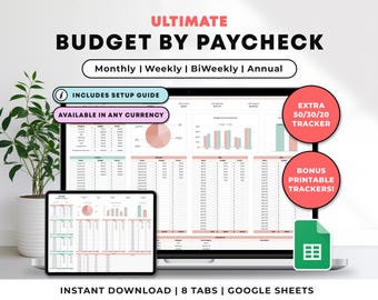 Budget by Paycheck Spreadsheet Monthly Weekly Budget Tracker Paycheck Budget Google Sheets Bill & Debt Tracker Template Financial Planner