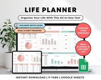 2025 Life Planner Google Sheets Budget Tracker To Do List Spreadsheet 2025 Digital Organizer Daily Planner Habit Tracker ADHD Template