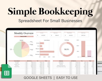 Feuille de calcul de tenue de livres pour les petites entreprises pour Google Sheets, suivi ultime des revenus et des dépenses, feuille de calcul de comptabilité des profits et des pertes