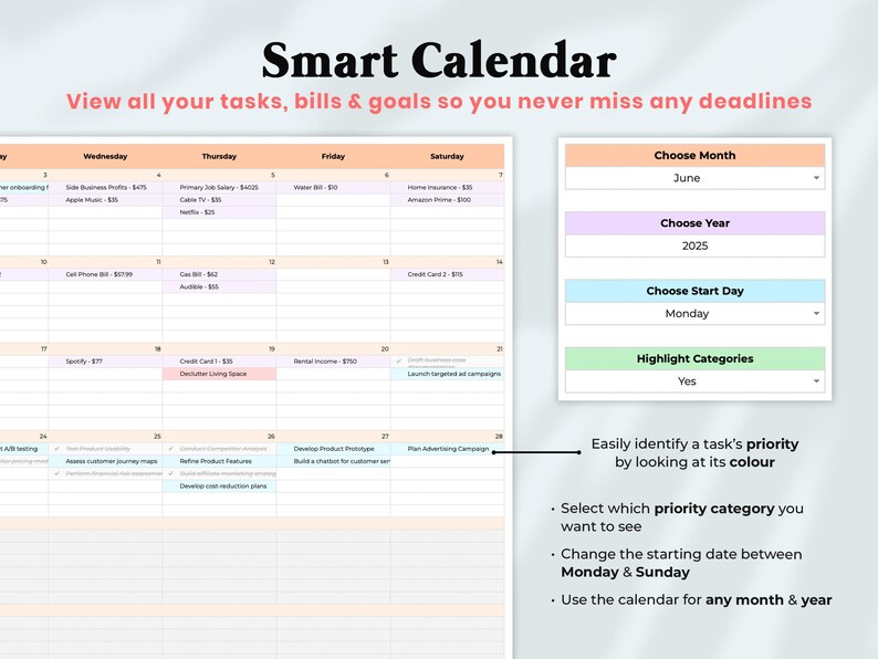 ADHD Life Planner Spreadsheet Google Sheets Task To Do List Template Digital Organizer Budget Tracker Excel Productivity Planner Daily Goal