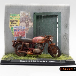 1964 Ducati 250 Mach 1 1/24 scale Motorcycle diorama. Ref N9