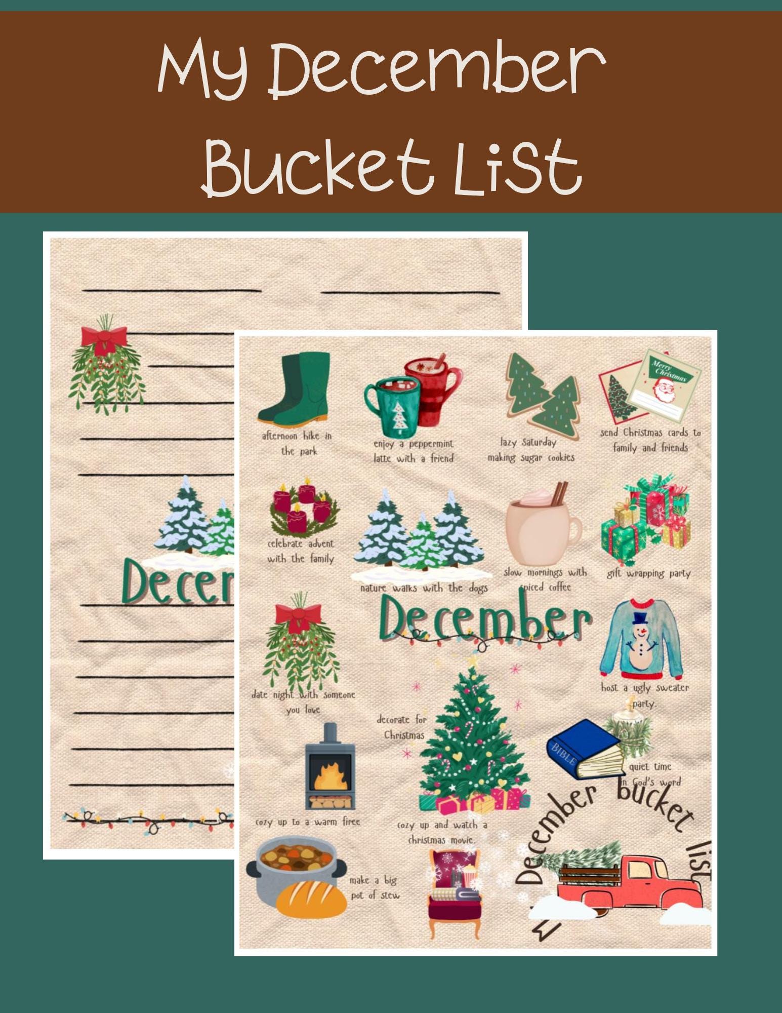 December Bucket List Printable | Holiday Activities Checklist ...