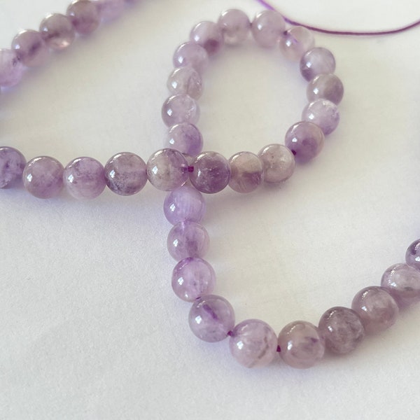Perles de Kunzite pierre naturelles en sphère bille rondes perles rose violet lilas fabrication création de bijoux fait main lot pris bas