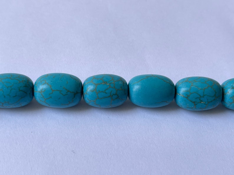 Perles turquoises imitation perle cylindre arrondie ovale grosse perle prix grossiste vente en lot créations fait main image 2