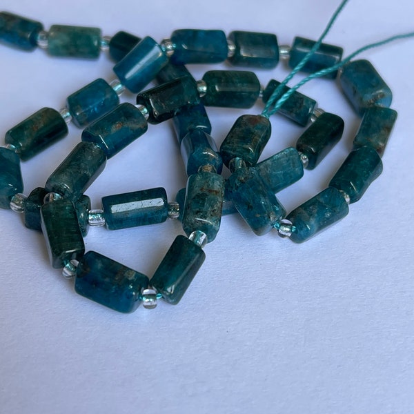 Natural apatite pearls, sale in lots, wholesale price, blue pearls, tube pearl, cylinders, blue, green