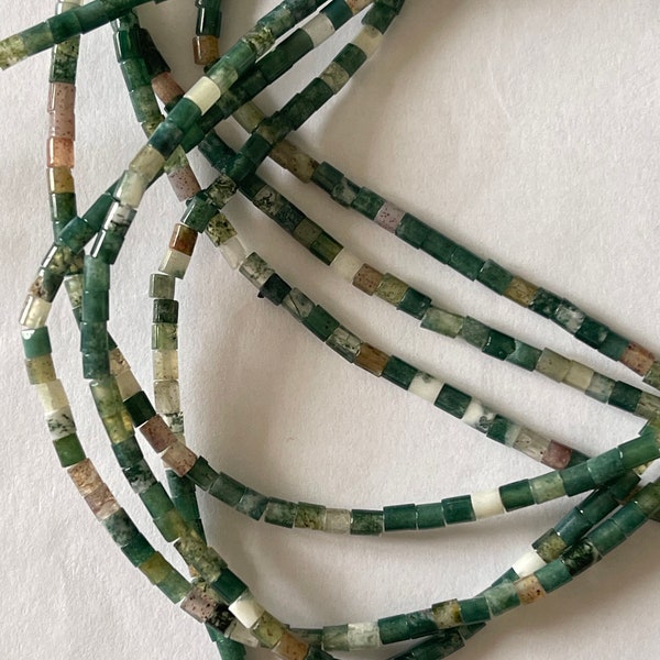 Indian Agate beads natural stone gem beads tube cylinders green beads green lot of beads jewelry handmade jewelry tools