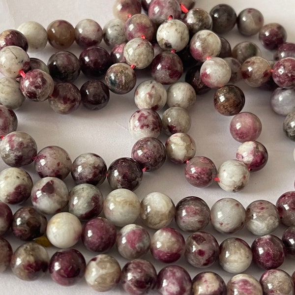 Perles Tourmaline pierre naturelle perles violettes mauves billes sphères rondes perles 8mm bijoux fait main collier bracelet vente en lot