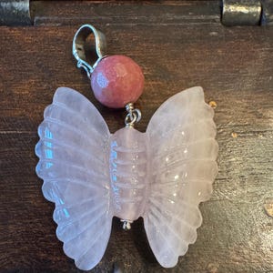 Sterling Silver and Rose Quartz/Rhodonite Butterfly Pendant