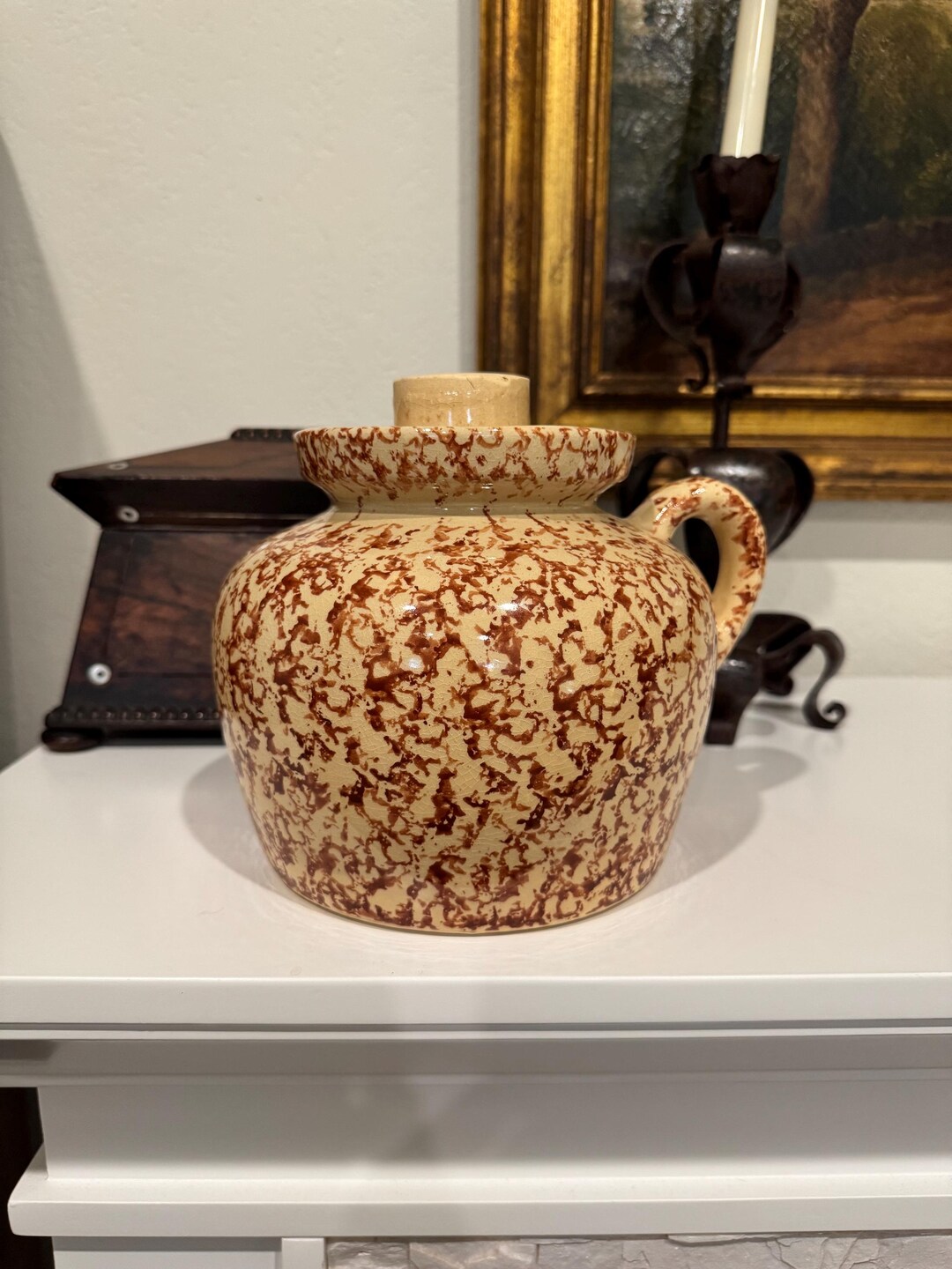 Splatterware Pot Vintage Ceramic Splatterware/spongeware Jug, Pot, Vessel, Pitcher With ...